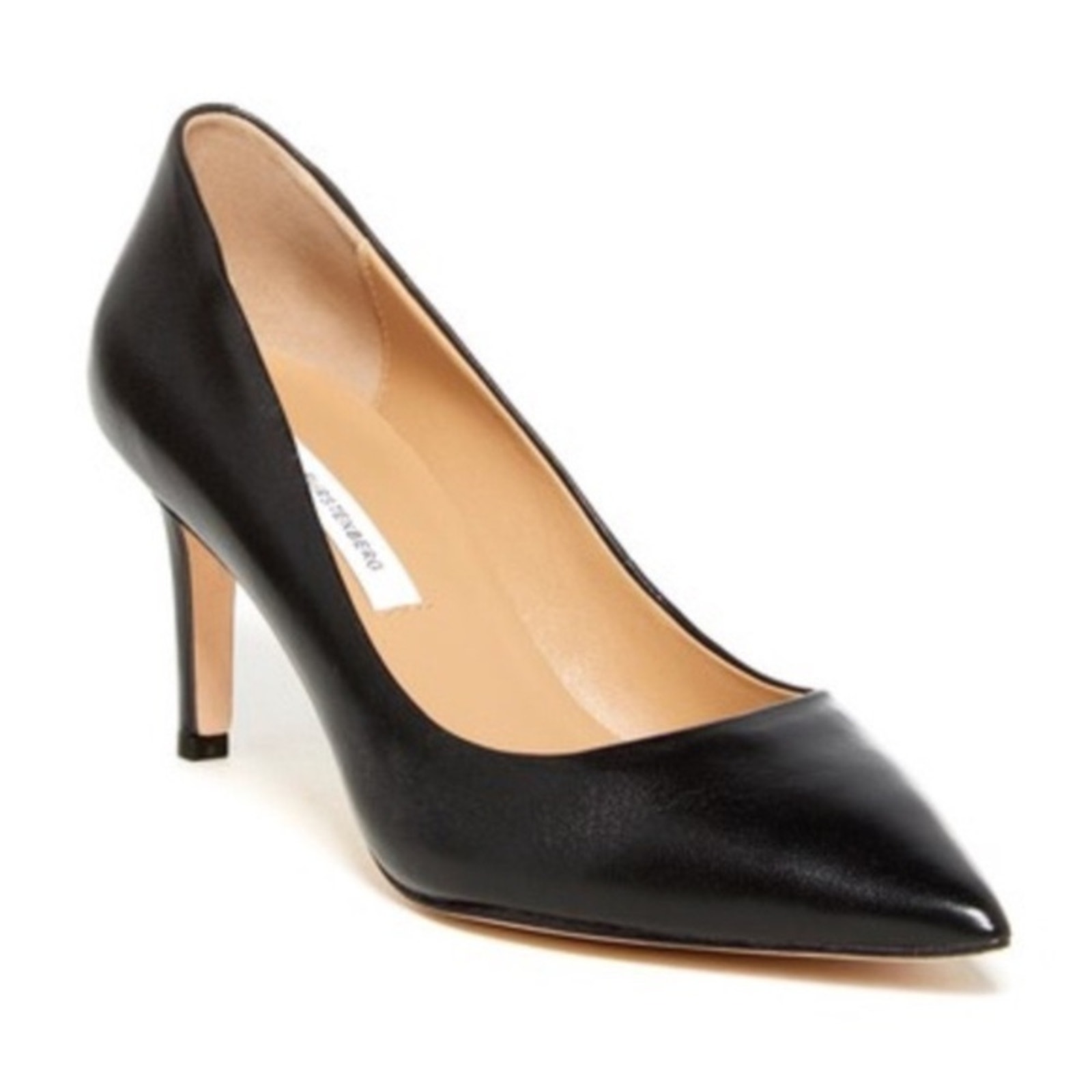 Diane Von Furstenberg Olee Black Leather Pointed Toe Stilleto Pump Size 9.5